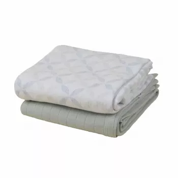 Lange en coton Lodger Swadler Solid Matcha, Peppermint/Blue Fogg, 110x110 cm, lot de 2