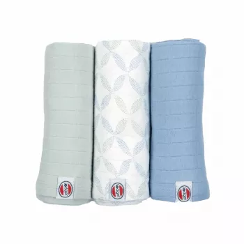 Lange en coton Lodger Swadler Solid Matcha, menthe poivrée, 70x70 cm, lot de 3