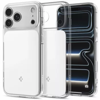 Coque Spigen Ultra Hybrid T MagSafe pour iPhone 17 Pro / 18 Pro, blanc brillant