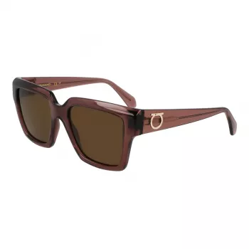 Lunettes de soleil carrées femme Ferragamo SF2014S-511, monture havane, verres dégradé brun, 54 mm