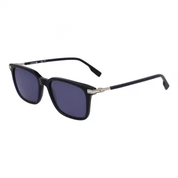 Lunettes de soleil rectangulaires homme Lacoste L6035S-410, monture bleue, verres gris, 53 mm