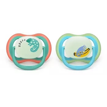 Sucette Philips Avent Ultra Air Night 6-18 mois, lot de 2, garçon, phosphorescente