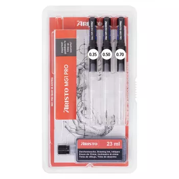 Ensemble de stylos techniques ARISTO mg1 pro Basic, 3 stylos 0,35 / 0,50 / 0,70 mm, 4 pièces (AR64300)