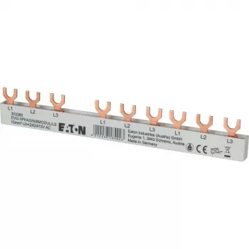 Peigne de distribution triphasé à fourches Eaton 10mm² 6 modules 63A EVG3PHAS/N/6MODUL/LS 303366