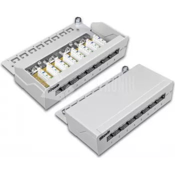 Panneau de brassage de bureau 8 ports Cat5e blindé Wirewin DVP-TRIO-K5E 8, raccordement LSA
