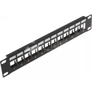 Panneau de brassage Keystone 12 ports Wirewin TKS PANEL 12, rack 10 pouces, blindé, noir