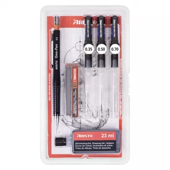 ARISTO mg1 pro College ensemble de stylos techniques, 3 stylos 0,35 / 0,50 / 0,70 mm, 6 pièces (AR64311)
