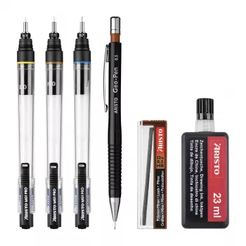 ARISTO mg1 pro College ensemble de stylos techniques, 3 stylos 0,35 / 0,50 / 0,70 mm, 6 pièces (AR64311)