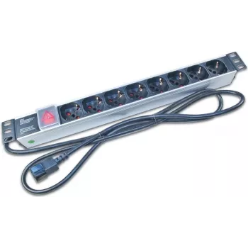 PDU Wirewin NVL8 UPS 19 pouces 1U pour rack avec 8 prises Schuko, 16A, noir