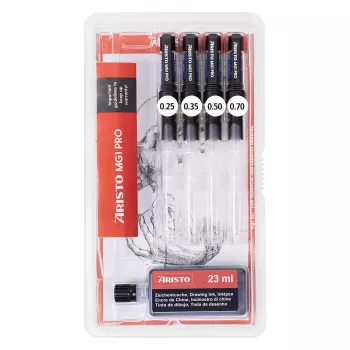 Coffret de porte-plumes techniques ARISTO mg1 pro Basic, 4 porte-plumes 0,25 / 0,35 / 0,50 / 0,70 mm, 5 pièces (AR64400)