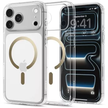 Coque MagSafe SPIGEN Ultra Hybrid pour iPhone 17 Pro Max / 18 Pro Max - transparent/or