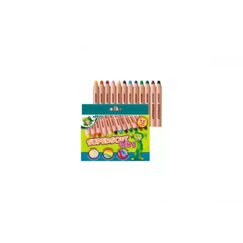 Crayons de couleur JOLLY Supersoft 3 en 1, couleurs assorties, 12 pièces (5956-0002)