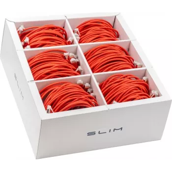 Câble de raccordement Slim Cat6A Wirewin SLIM-LS-K6A 0.5 RD 90, U/FTP, 10 Gbit/s, 0,5 m, rouge, pack de 90