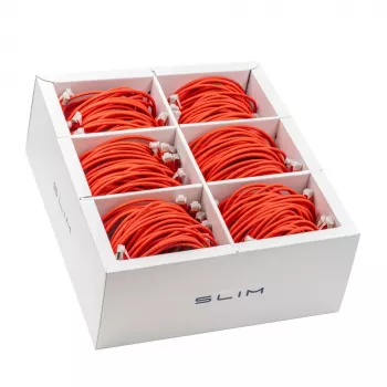 Câble de raccordement Slim Cat6A Wirewin SLIM-LS-K6A 0.5 RD 90, U/FTP, 10 Gbit/s, 0,5 m, rouge, pack de 90
