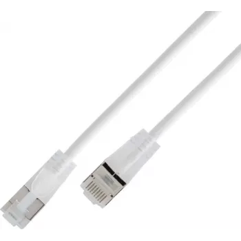 Câble patch SLIM KAT6A 10 Gigabit Light Wirewin, U/FTP, connecteurs transparents, blanc, 1,5 m SLIM-L-UF-K6A-TL 1.5 WT