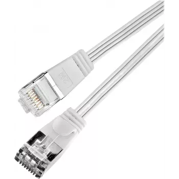 Câble de brassage Ethernet Slim Cat6 U/FTP Wirewin Triotronik PKW-STP-SLIM-KAT6 5.0 WS, RJ-45 mâle vers mâle, 5 m, blanc