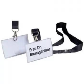 DURABLE CLICK FOLD Badge nominatif avec cordon textile, 90 x 54 mm, transparent, pack de 10 821719