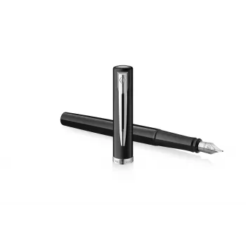 Waterman Impression Stylo plume, laque noire, finition chromée, plume moyenne, encre bleue, coffret cadeau 2225497