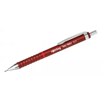 Rotring Tikky Retro Mechanical Pencil 0.5 mm Red Chrome-Plated Sleeve Rubber Grip 2202568