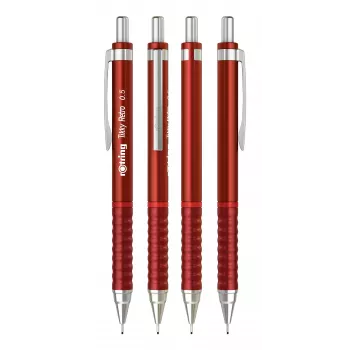 Rotring Tikky Retro Mechanical Pencil 0.5 mm Red Chrome-Plated Sleeve Rubber Grip 2202568