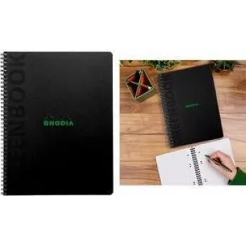 Bloc-notes Rhodia Greenbook College A5+ ligné, couverture carton recyclé noire, 80 feuilles 119925C