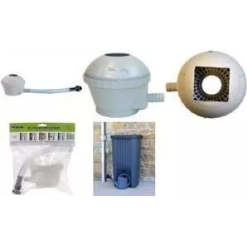 EDA Rain Collector Set for Rain Barrels, Grey, with Filter and Overflow Stop, 1 Piece (010916 G SX10)