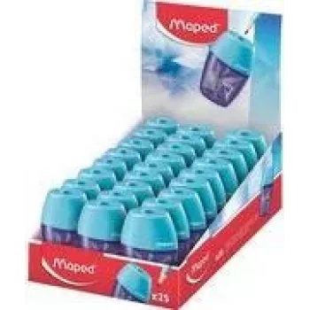 Taille-crayon Maped ARCTIC avec réservoir à copeaux, bleu transparent, boîte de présentation de 25 pièces 034037