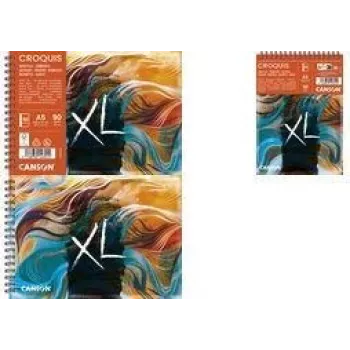 Carnet de croquis Canson XL Skizze Waves A5, 90 g/m², 80 feuilles, reliure spirale, dos rigide C507803000