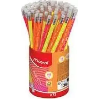 Crayon graphite Maped Neon HB avec gomme, triangulaire, pack de 72 en étui 853789FC