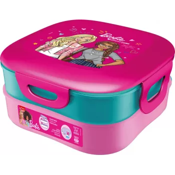 Boîte à repas 3 en 1 Maped PICNIK Kids Concept Barbie, 1,4 L, 2 compartiments + boîte à snacks, rose/multicolore 871097