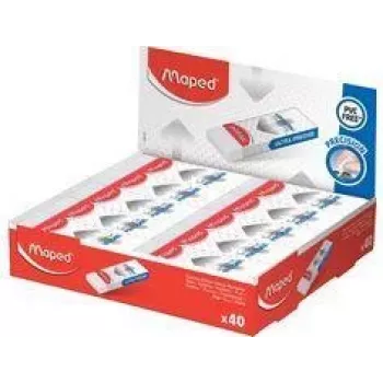 Gomme en plastique Maped Technic PRECISION, blanche, boîte de présentation de 40 pièces (126111)