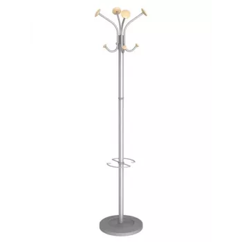 Porte-manteaux MAUL Stily avec porte-parapluies, argent, crochets en bois, 8 crochets, 1750 mm 9403270