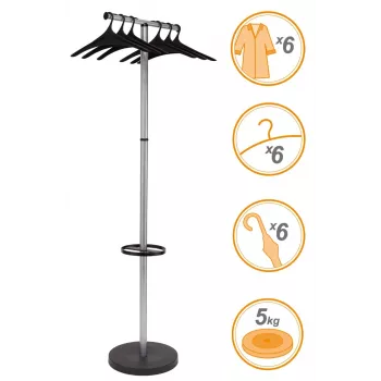 Porte-manteaux MAUL Wavy-2 avec porte-parapluies, argent/noir 9405390