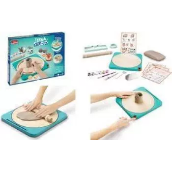 Ensemble studio de poterie Maped Creativ pour enfants dès 5 ans, argile à séchage à l'air avec 6 peintures, outils, pinceau et vernis 907224