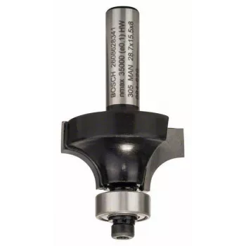 Bosch Expert for Wood Fraise à arrondir 8 mm, queue 8 mm, R1 8 mm, longueur de coupe 15,5 mm, longueur totale 53 mm 2608628341
