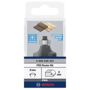 Bosch Expert for Wood Fraise à arrondir 8 mm, queue 8 mm, R1 8 mm, longueur de coupe 15,5 mm, longueur totale 53 mm 2608628341