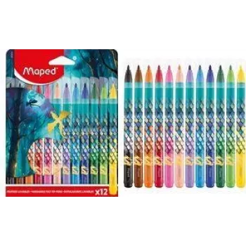 Maped DRAGON feutres, 12 couleurs assorties, 2,8 mm pointe ronde, étui en carton 845434
