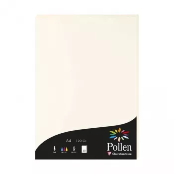 Papier Clairefontaine Pollen A4 blanc naturel 120g/m² – 25 feuilles 56000C