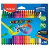 Crayons de couleur triangulaires Maped COLOR'PEPS INFINITY, 36 couleurs assorties, sans bois, mine 100 % pigment, durée 10x plus longue, étui ergonomique 861623