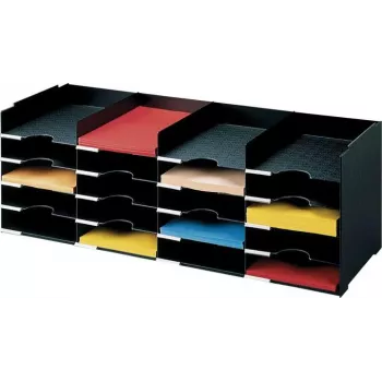 Station de tri de formulaires PAPERFLOW 20 compartiments, polystyrène noir, avec étiquettes et porte-étiquettes (541.01)