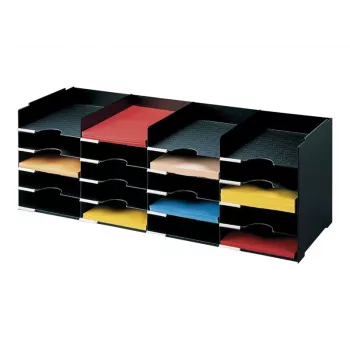 Station de tri de formulaires PAPERFLOW 20 compartiments, polystyrène noir, avec étiquettes et porte-étiquettes (541.01)