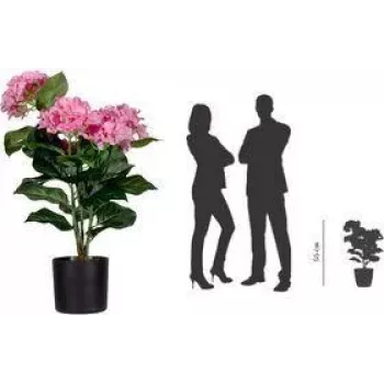 Hortensia artificiel PAPERFLOW, rose, 550 mm, fleurs et feuilles en polyester, tige en polyéthylène, 1 pièce (PAHORT55)