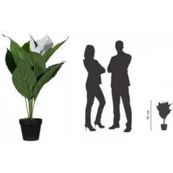 Plante artificielle lys de la paix PAPERFLOW, 550 mm, fleur en tissu, feuilles en PEVA, tiges en plastique, 1 pièce (PALUNE55)