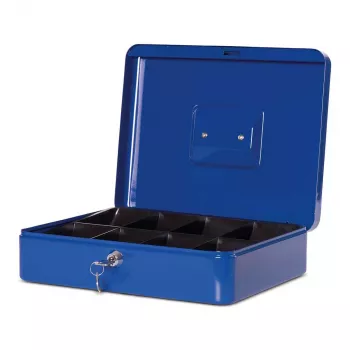Caisse à monnaie MAUL taille 4 bleue 300x245x90 mm acier avec bac à monnaie et serrure à cylindre 56114-37