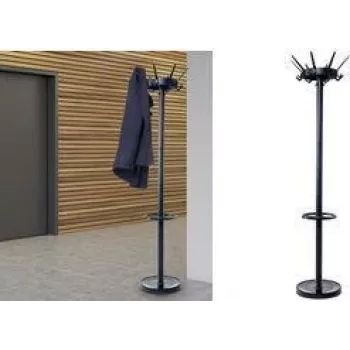 Porte-manteau MAULcaligo, noir, 8 crochets, tête rotative, porte-parapluie 94080