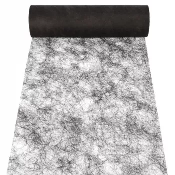 PAPSTAR ruban décoratif de table Sizoflor, 25 m x 30 cm, résistant à l'eau, 75 % polyester / 25 % polyamide, noir (37060)
