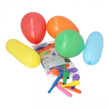 PAPSTAR ensemble de 50 ballons de fête de couleurs et formes assorties, latex de caoutchouc naturel, ronds et à modeler, biodégradables 18674