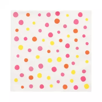 Serviettes en papier PAPSTAR Colorful Dots, 330 x 330 mm, rose, 3 plis, pliage 1/4, 20 serviettes 88346