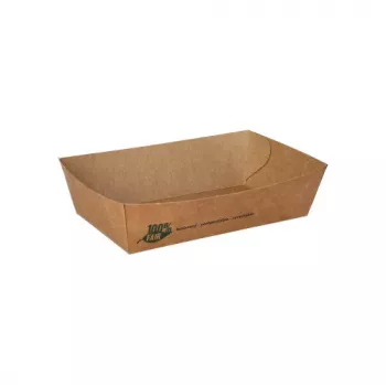 Barquettes à frites PAPSTAR pure 100% Fair, moyennes, 8,5 x 13,5 cm, carton fibres vierges, brun, 80 pièces (87243)