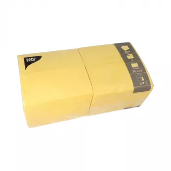 Serviettes PAPSTAR Bistro, 330 x 330 mm, 3 plis, jaunes, pliage 1/8, tissue, sous film rétractable, 50 pièces 84580